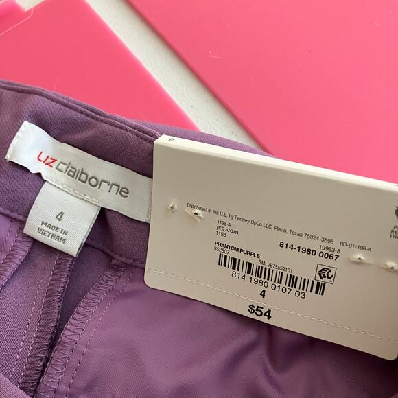 Liz Claiborne | Phantom Purple Pants Wide Leg Professional Office NWT Womens 4 - Picture 3 of 8